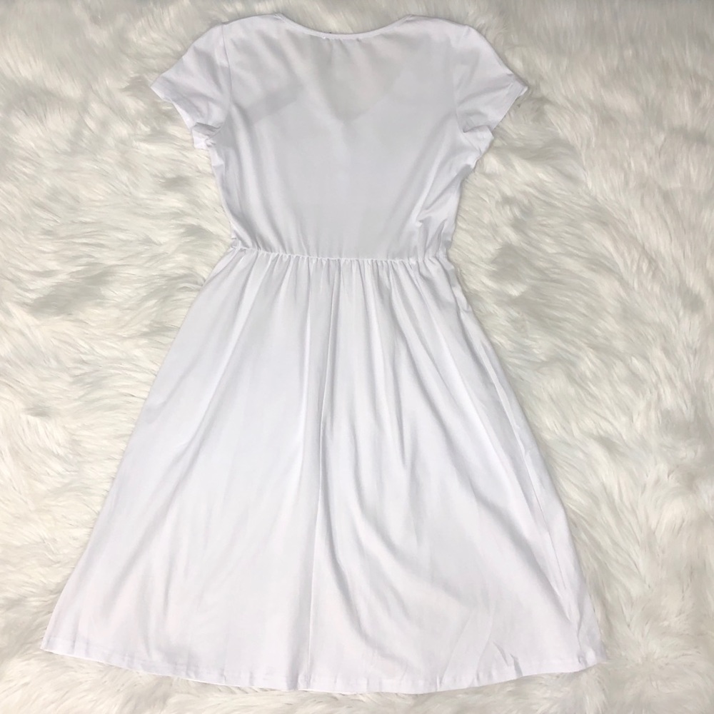 NEW OUGES Women’s V Neck Button Down Dress & Pockets Sz M - Picture 8 of 8